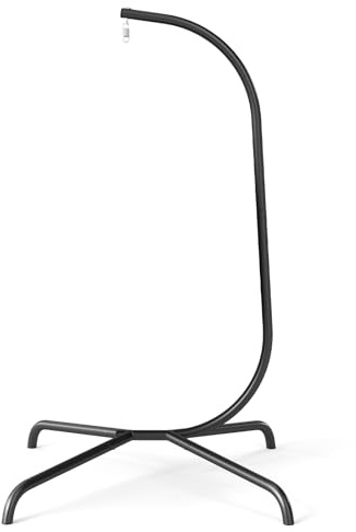 DREAMADE Support en Métal pour Chaise Suspendue, Support Hamac en Forme de C avec Rotation à 360°, Capacité de Poids de 180 kg, pour Intérieur et Extérieur