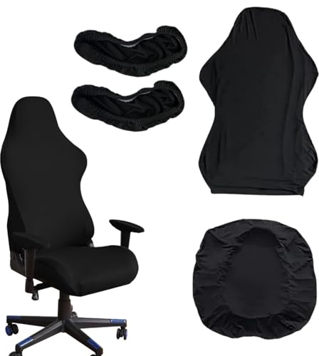 Lyivisk Juego de 4 fundas elásticas lavables para silla de juegos, silla de oficina, giratoria, respaldo y reposabrazos