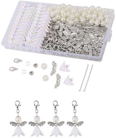50 Sets Schutzengel anhänger Selber, Selber Machen Engel Charm Mini engelchen Geschenke, Schutzengel Anhänger Schutzengel Schlüsselanhänger charms anhänger perlen engel bastelset