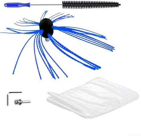 ZAMETTER Chimney Sweep Brush Kit Professional Stove Pipes Vent Maintenance Soot Removal Brushes Kits Nylon Rods Brush Head Rotary Drill Drive Chimney Kit Flue Cleaner (B)
