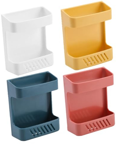 UTHCLO 4pcs Adhesive Wall Storage Boxes with Charging Port Multi-functional Abs Organizer for Remote Controllers Mobile Phones Office Supplies Wall-mounted Holder for Air Conditioner and
