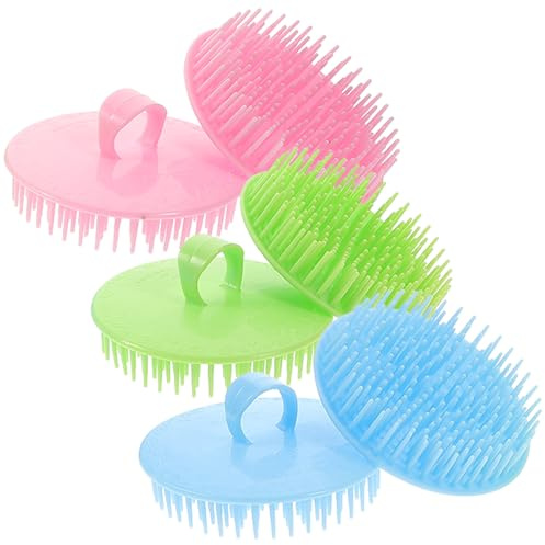 Warmhm 6stücke Kopfhautmassagegerät mit Schampoobürste Kopfhautreiniger gegen Schuppen Ergonomischer Griff für Nass und Trockenwäsche Fördert Durchblutung