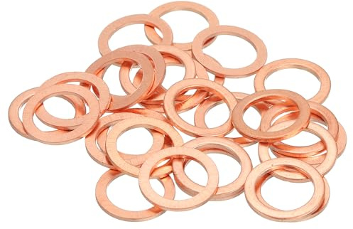 QUARKZMAN 18Pcs Rondelles Métal Plates, M10 Rondelles En Cuivre Joint 10mm DI, 14mm DE, 1.5mm Epaisseur D'Etancheite Rondelles Ecrasables Kit Assortiment, Boulons Vis Reparation Machine