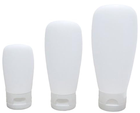 HINTRMENT 3 pièces Bouteilles Rechargeables Silicone Souple pour Cosmétiques Voyage Lotion Randonnée Camping