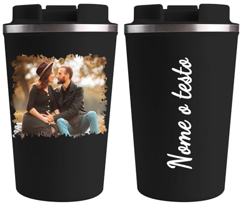 loongway Tazza Termica Personalizzata Bicchiere Termico con Nome e Fotografia Mug Termica 380ml con Coperchio a Tenuta Stagna Adatto sia per Bevande Calde che Fredde Regali Viaggi
