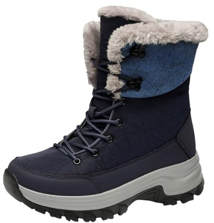 Scarponcini Uomo Invernali Alti - Stivali da Neve Caldi Antiscivolo ispessiti da Nuovi Invernali da Esterno Scarpe da Sci in Cotone per Alpinismo Invernale (Dark Blue, 42)