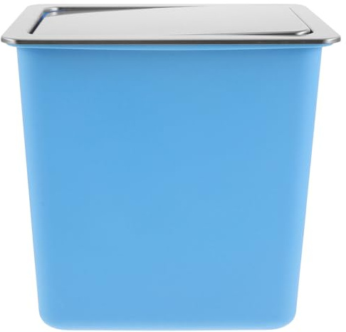 Hemobllo Cubo de Basura Empotrado de Acero Inoxidable con Tapa Abatible Tamaño Pequeño Rectangular Cubo de Plástico Extraíble para Cocina y Oficina Sistema Sellado para Control de
