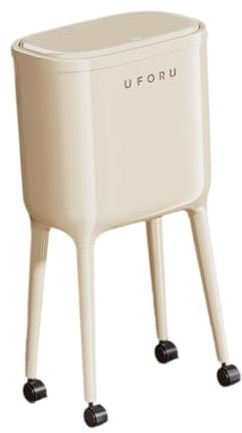 Ioensy Contenedor con Ruedas, Cubo para Papel, Gran Capacidad de 16 L para Tocador, Cocina, Oficina Y Hogar, Blanco, Individual