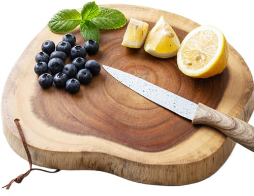 Tagliere In Legno 23-28cm - Tagliere da Cucina in Legno di Acacia, per Salumi Double Face | Vassoio Rotondo Irregolare Spessore 2,5 Cm, ​​Per Pane Formaggio Carne Lavabile In Lavastoviglie