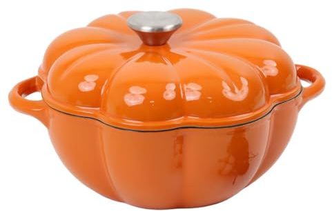 Forno olandese in ghisa, forno olandese a forma di zucca con coperchio, pentola a forma di zucca di Halloween, per brasare, zuppe e stufati, 1,85 l