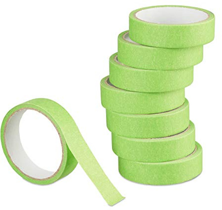 Relaxdays Malerband, 8 Rollen, wasserfestes Papier, rückstandsfrei ablösbar, Masking Tape 24mm breit & 10m lang, grün, Standard