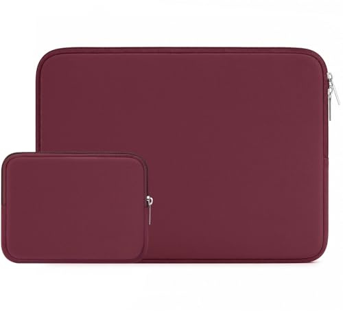 RAINYEAR 14 Zoll Laptop-Hülle mit Zubehörtasche, Rot | Weiche Schutz-Tragetasche, kompatibel mit 14-Zoll-Notebooks und Chromebooks sowie 15-Zoll-MacBook Air (M2, M3, M4, M5)
