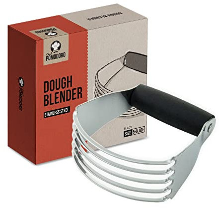 Chef Pomodoro Teigmischer – Pastry Cutter aus Edelstahl mit Rutschfestem Griff – Teigkneter mit 5 Klingen – Teigmischer für Butter & Mehl