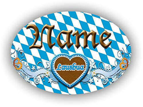 Maus-Design Türschild personalisiert mit Name und Schriftartwahl, Lausbua | 12,7 x 8,8 x 0,2 cm, 2 Bohrungen,oval, Kunststoff