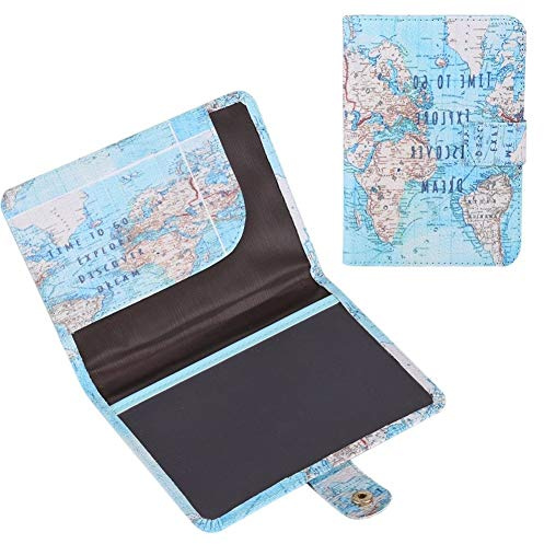 KSTEE Reisepass Hülle, Vintage World Map Cute Printing PU Reisepass Schutzhülle ID Kreditkarten Fall Karte