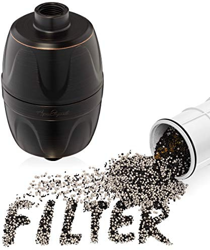 Aqua Elegante Filtre à eau pour pommeau de douche – Filtre universel pour éliminer le chlore et les minéraux durs – Système purificateur et adoucissant filtré – Meilleur avec charbon de bois – Bronze