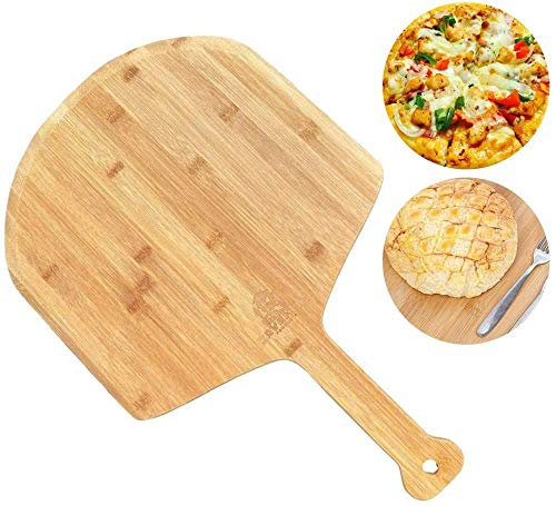 Bandeja De Madera Para Pizza, Tabla Para Cortar Pizza Con Asas, Masa Para Pizza Con Piel De Bambú, Masa Para Pizza Para Horno De Pizza O Asar A La Parrilla Horno Fijo De Piedra Para Pizza O Asar Pizza