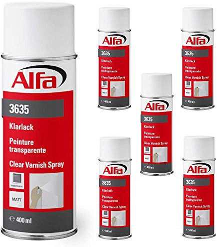 Alfa 6x Klarlack 400 ml Matt transparent -Profi-Qualität - witterungsbeständig, schnelltrocknend, einfache Verarbeitung, hohe Ergiebigkeit, Made in Germany
