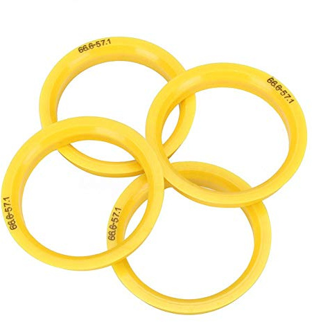Auto Zentrierringe, Asudaro Zentrierringe 4-teilige Radnaben Zentrierrad Distanzring Mittelbohrungsringe Felgen Ringe 66,6 bis 57,1 mm Kunststoff-Distanzring für Felgen,Gelb
