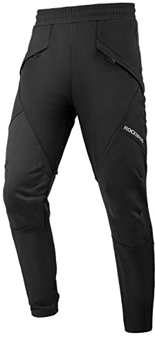 ROCKBROS Winter Cycling Pants for Men Thermal Windproof Mountain Bike Pants Black