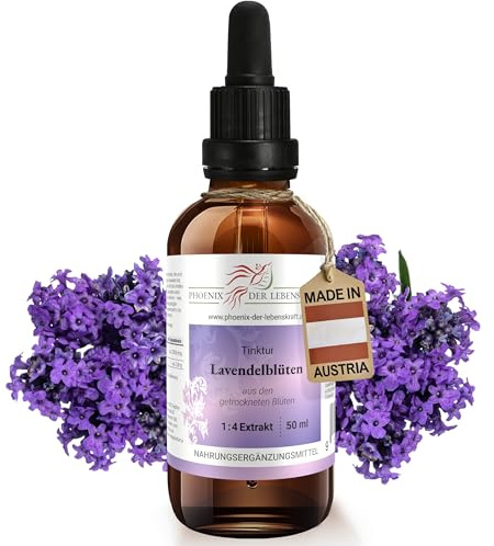 Lavendel Tinktur 50 ml | Lavandula angustifolia Tropfen (1:4 Auszug aus Lavendelblüten) | Nahrungsergänzungsmittel | Echter Lavendel, Garden Lavender, Common Lavender