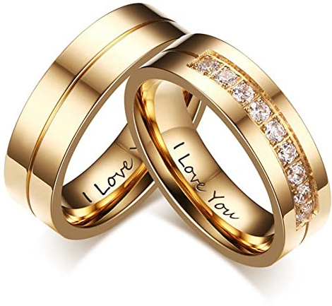 AMDXD Verlobungsringe Paar Silber, 6MM Partnerringe Für Sie und Ihn mit Zirkonia Memoirering Ring, Silber