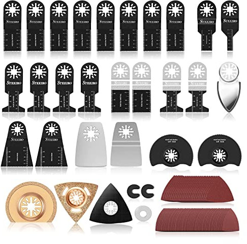 105PCS Oscillating Tool,Multitool Saw Kit,Multifunctional Tool Blades Quick Release oscillating Accessories Set for Fein Multimaster, Dremel, Bosch,Dewalt, Makita,Milwaukee