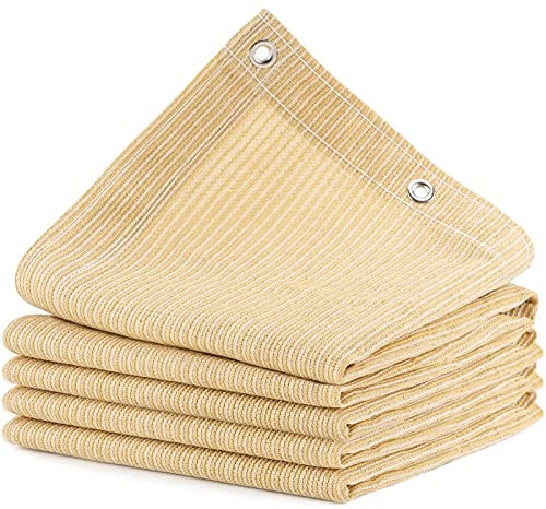 Voile d'ombrage Protection Solaire Toile Rectangulaire, HDPE 95% Anti-UV Auvent de Voiture avec Cordes et Serre-câbles pour Jardin, Terrasse, Balcon, Camping, Pergola, 1mètre 1 Trou, Sable(3x6m)