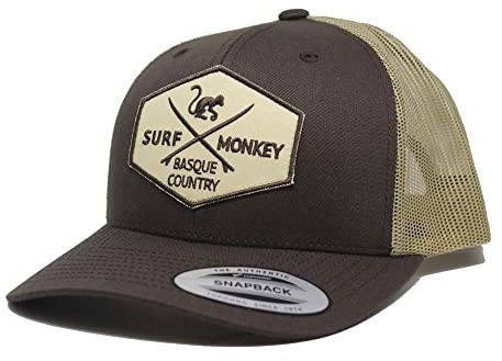 SURF MONKEY Gorra Tipo Trucker 6p - Visera Curvada - Gorra Ajustable Snapback - Perfil bajo (Caramelo/Negro)