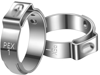 100 PCS 1 Inch PEX Cinch Clamp Rings, 304 Stainless Steel Single Ear Hose Clamps for Plumbing and Pipe Fitting Connections, PEX tubing Pipe Fitting by RTHIEAI