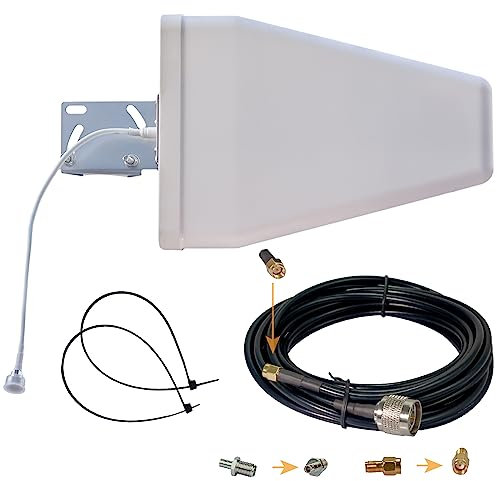 Antenna Esterna Direzionale 4G/5G LTE 9dBi — Universale per TIM, Vodafone, WindTre, Iliad, Fastweb; Frequenza 700~3700 MHz, Ideale per FWA, Router da Interni o Camper; Cavo 5m TS9/SMA/RP-SMA