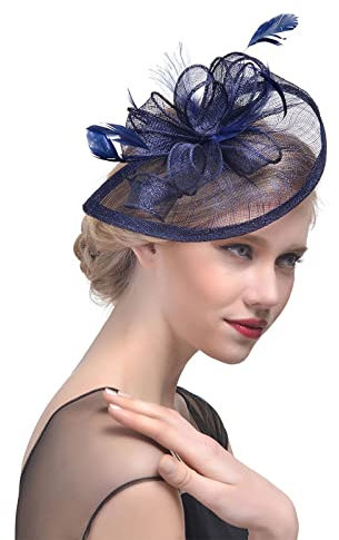 MILAX Kopfschmuck Fascinator Women's Fascinator Hat Sinamay Feather Flower Derby Ball Headpiece Fascinator on Church Fascinator Hüte Für Frauen