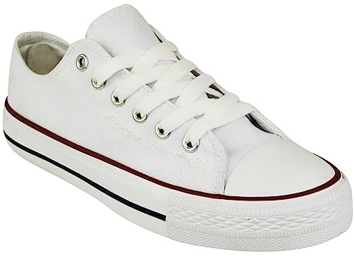 Womens Canvas Shoes Ladies Shoes Casual Lace Up Retro Girls Plimsolls Low Top Flat Gym Sports Trainers Lightweight Sneakers Fashion Plimsoles Platform Pumps Boots UK Shu