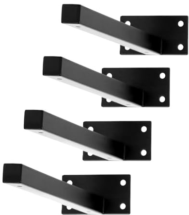 QWORK® 4 Stück Schwerlast Regalträger aus Stahl, 30cm Schwarz Regalhalterung mit Schrauben, bis zu 30 kg