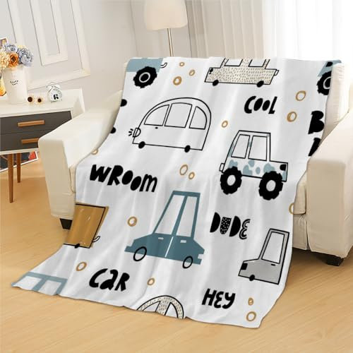 Cartoon-Traktor Fleece Flauschig Kuscheldecke für Mädchen Jungen Auto Sofa Flanelldecke Warme Kinderdecke Wohndecke für Bett Klimaanlage Decke Nap Decke Babydecke Winter Blanket 100x130cm