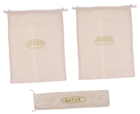 MAGICLULU 3pcs Reusable Bread Bags Beeswax Drawstring Storage Bags for Fresh Bread Food Storage