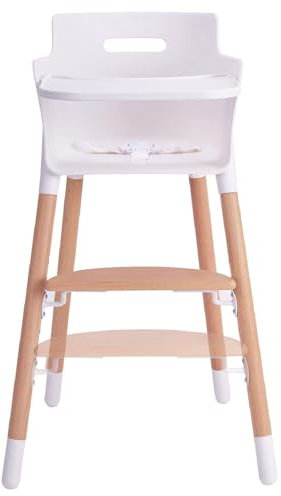 Hochstuhl Abnehmbarer Baby-Esszimmerstuhl aus Holz mit verstellbarer Fußstütze und abnehmbarem Tablett für Kinder beim Essen und Lernen Kinderstuhl