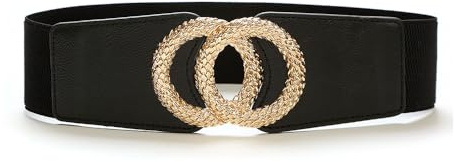 BKEPDY Ceinture Élastique Femme Boucle Double Anneaux Tressés Accessoire Taille Haute Ajustable Élégant Classique
