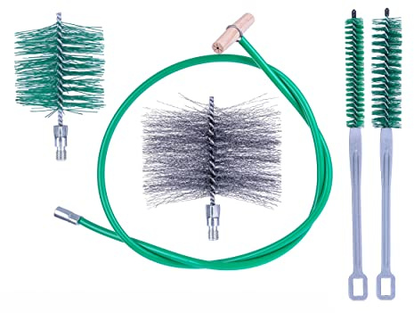 Reinigungsset für Kaminofen, Pelletofen und Heizkessel, 1 Meter lang | Flexible Verlängerung, Ofenrohrbürsten, 2 Reinigungsbürsten 80 mm und 140 mm - direkt vom Hersteller