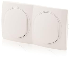Nobilis - Juego de 2 Marcos Horizontales Cubre Interruptor y 2 Interruptores de Luz, 10 AX, 250 V, Diámetro 60 mm, Color Blanco, 80 x 151 mm, Montaje en Pared, ABS