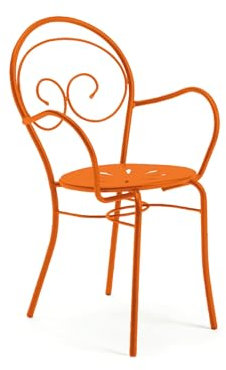 Mondo Viro Sessel aus lackiertem Metall Mimmo, stapelbar, für den Garten, 51 x 52 cm, 89 cm (Orange, 2)