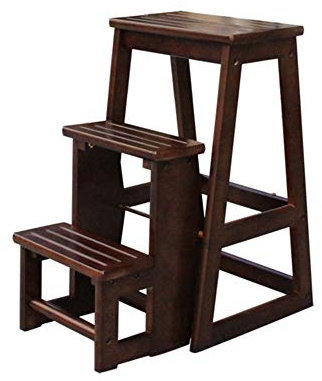 Stufenleiter, Klappleiter, Klappleiterhocker, 3 Stufen, Holzfußhocker, Trittleiter für Erwachsene, tragbare Schuhbank, Blumenregal, Innenküche, Badezimmer