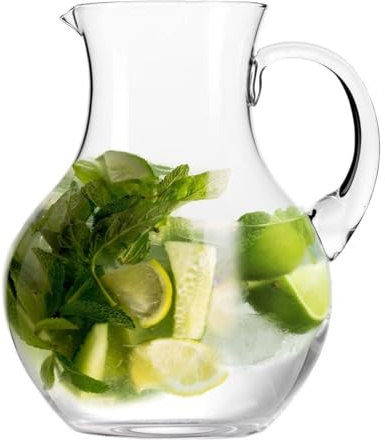 KIAPPO Wasserkaraffe 1800 ml Harmony - Glaskanne - Glaskrug - Saftkrug - Crystalline Glas - 205 x 205 x 220 mm - Krug für Wasser, Eistee, Saft, Limonade