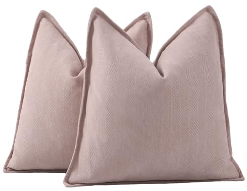 Madizz Juego de 2 Suave Felpilla Chenilla Texturizado Decorativo Funda de cojíns Lujo Estilo Fundas de Almohada para el sofá Dormitorio Rosa Cuadrado 40 x 40 cm