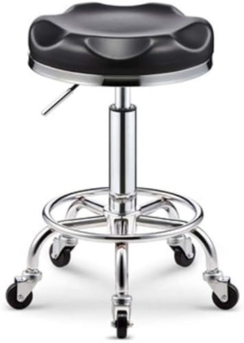 LXGJSQY Hocker auf Rädern, drehbar, mit Hebefunktion, Kosmetikstuhl, Nagelhocker, Friseurstuhl, Explosion (Farbe: Schwarz, Größe: B) Hallo