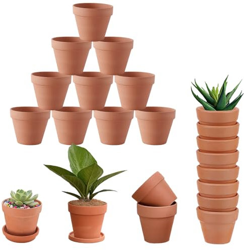 Abiemuce Confezione da 10 Vasi in Terracotta 10 x 8 cm, Piccoli vasi in Terracotta, Mini Vasi in Terracotta con Foro di Drenaggio, Vasi in Terracotta Riutilizzabili per Piante per la Casa e l'Ufficio
