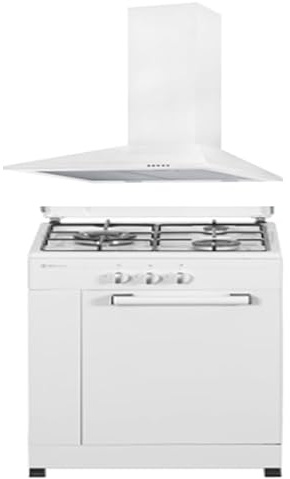 SOLTHERMIC COMBO PACK COCINA GAS PORTABOMBONA 3 FUEGOS BLANCA 50X50 + CAMPANA 60 BLANCA / 50 CM/GRAN CAPACIDAD EXTRACCION/ALTA GAMA