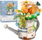 DelightCube Artificial Flowers Building Kits, 973 Pieces Watering Can with Potted Plants Kit, Creative Gift for Children and Adults,DIY Creative Flowers Construction Kit