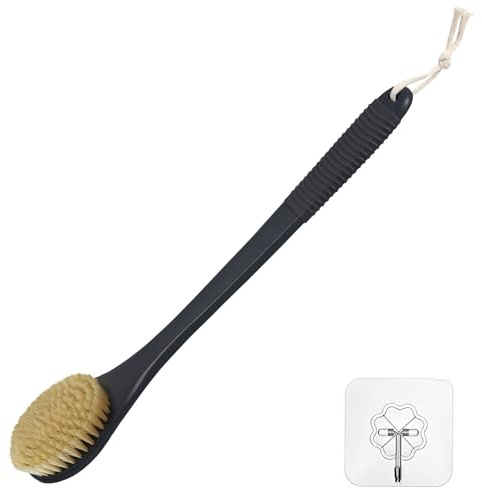 ROLIZOE Brosse de Dos pour Douche 43 cm, Brosse Corporelle Exfoliante Anti-Dérapante pour le Bain, Brosse Douce pour le Dos pour Hommes et Femmes (Poils de sanglier)
