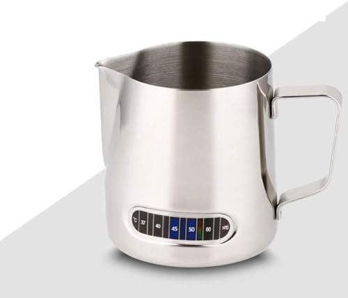 Milchaufschäumbecher, Latte-Becher, 600 Ml, Milchdampfer mit Integriertem Thermometer für Kaffee